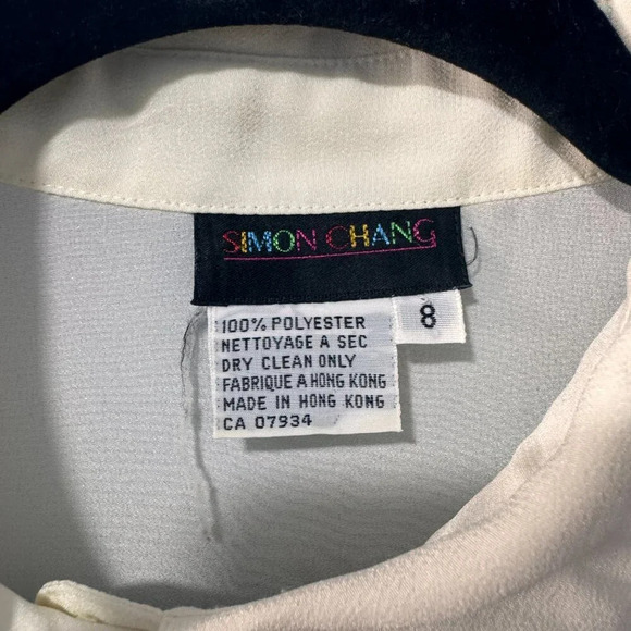 Simon Chang off  white‎ ladies blouse embroidery detail size 8 - Picture 5 of 6